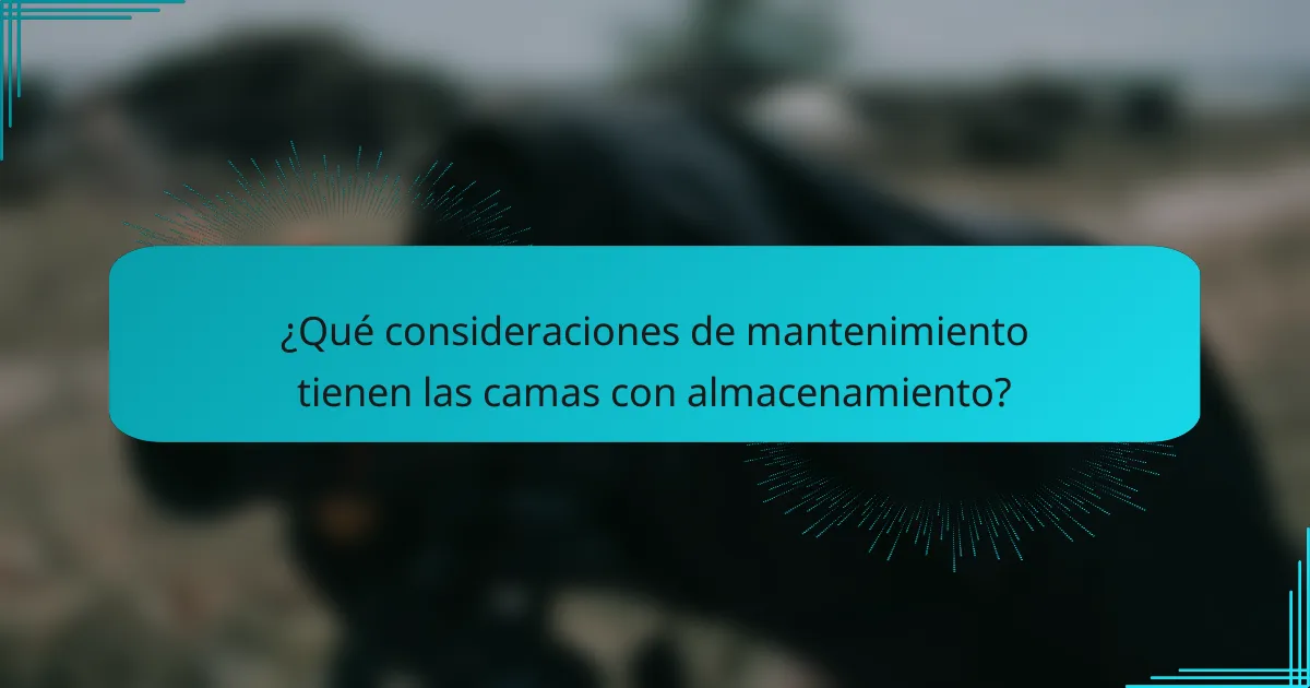 ¿Qué consideraciones de mantenimiento tienen las camas con almacenamiento?